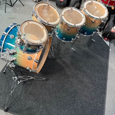 ~WOW!~ DW Collector's Series 333 Pure Maple 5-Piece 10/12/14/16/22 Drum Kit Set in Malibu Fade over Exotic Super Quilted Maple w/ Chrome Hardware image 20