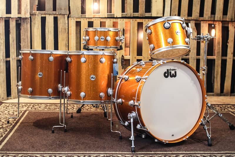 DW Collector's Maple/Spruce Tangerine Sparkle Exotic Drum Set 24/13/16/18/7x14 - SO #1157540 image 1