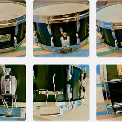 Pearl snare drum 14’’x6.5’’ Pearl masters custom maple shell  1996 - Emerald mist image 2