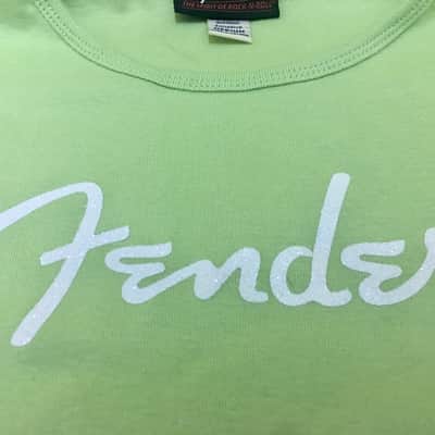 910-3000-471 Fender Lime Green Womens Junior Logo Tee Size Medium image 2