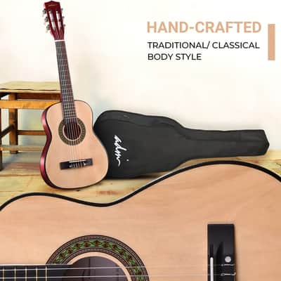 ADM Beginner Acoustic Classical Guitar 30 Inch Nylon Strings Wooden Guitar Bundle Kit for Kid Boy Girl Student Youth Guitarra Online Lessons with Gig Bag, Strap, Tuner, Extra String, Pick,Natural image 6