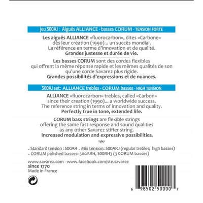 Savarez High Tension, Alliance Corum 500AJ Classical Acoustic Guitar Strings image 2
