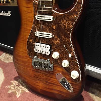 Warmoth Custom Strat 2013 Amber Dye Flame Maple Top Birdseye Maple Neck Seymour Duncan Pickups! image 2