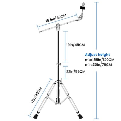 Cymbal Stand, Adjustable Cymbal Stand for Drum Hardware Percussion Mount Holder Gear Set Drum Hardware Set for Mounting Crash, Ride, Splash Cymbals, Double Braced Legs with Rubber Feet image 5