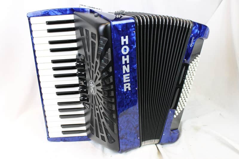 New Blue Hohner Bravo III Piano Accordion LMM 34 72 image 1