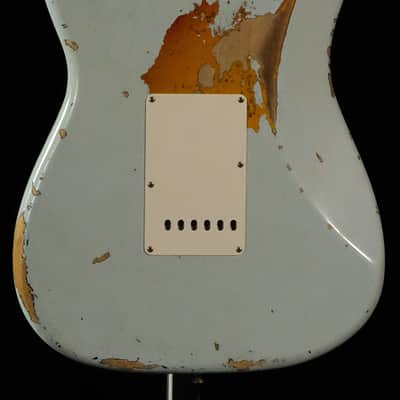 2023 Fender Custom Shop 1960 Stratocaster Heavy Relic - Aged Sonic Blue Over 3-Color Sunburst image 5