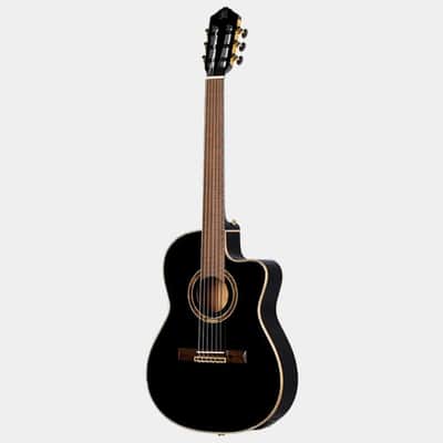 Immagine Ortega Guitars RCE138-T4BK Feel Series Slim Neck Acoustic-Electric Guitar TL Nylon w/ Bag, Black - 15