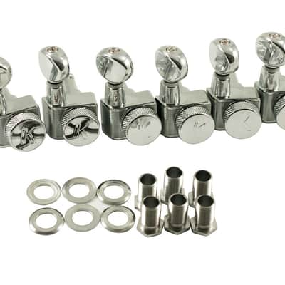 Kluson Locking Tuners for Fender 6 in line, Oval metal btn, chrome KCDFL-6B-C