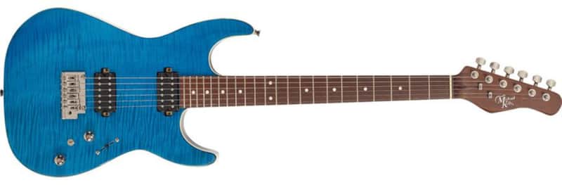Michael Kelly 62 Flame Solid Body Electric Guitar Transparent Blue image 1