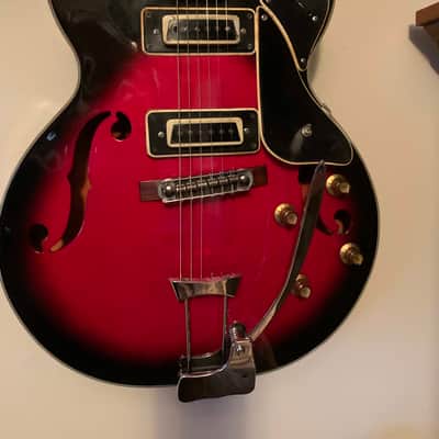 RARE MIJ Univox Vintage 1960s Coily Semi Hollow 335 Electric Guitar w/ Trem & Case! image 3