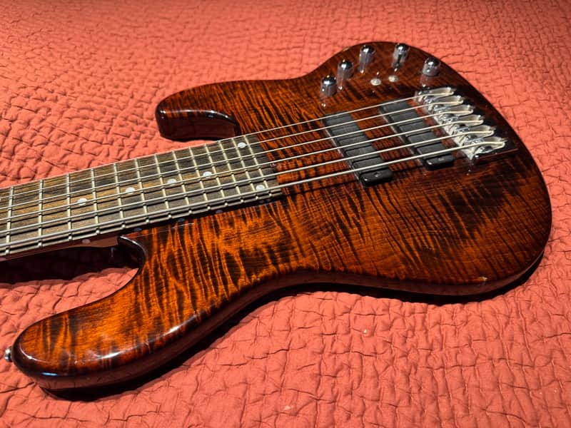 Curbow Custom 6 String Jazz Bass 2005 - Flame Maple image 1