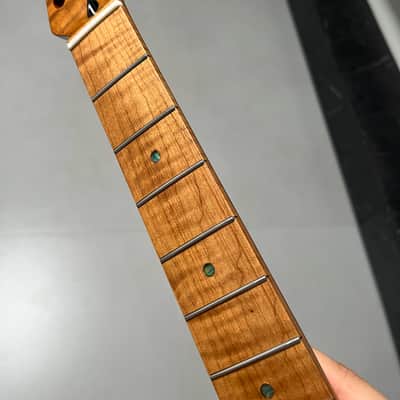Bone nut Tele Round-head stainless steel Roasted flame Maple Electric Guitar Neck 22 frets hole 10mm image 4