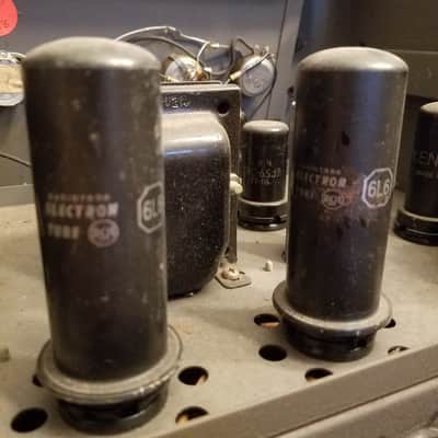 Thordarson Early T-31W25A 25 Watt Tube PA Amp 6L6 push pull T31W25A 31W25A 1946 - Grey wrinkled paint image 18