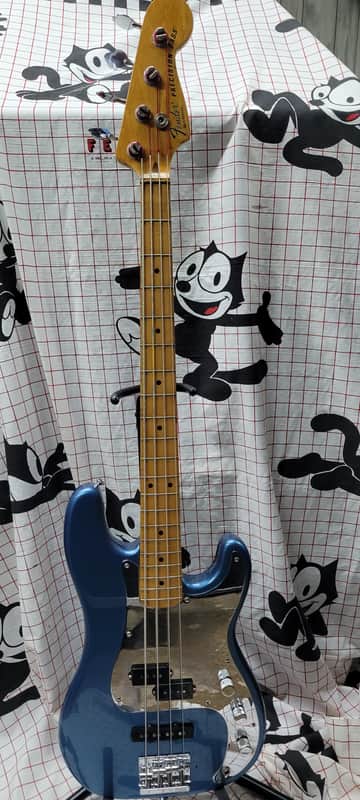 1977 Fender Precision Bass, Pelham Blue, hard case image 1