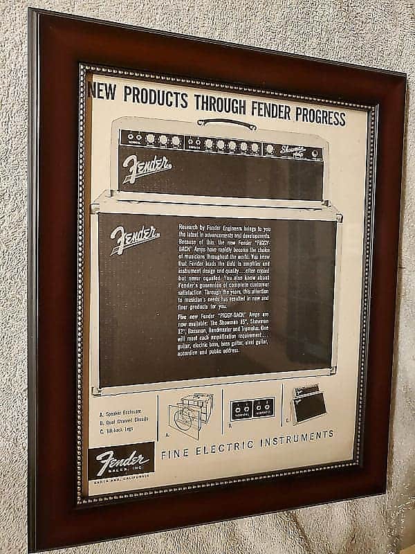 1961 Fender Electric Instrument Company Promotional Ad Framed Blonde  Showman Amp Original image 1