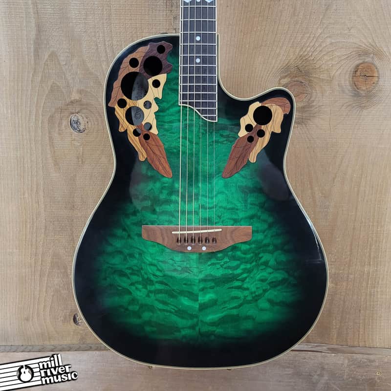 Ovation CS247 Celebrity Quilt Top Acoustic Electric Emerald | Reverb