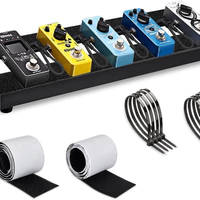 Small Guitar Pedal Board, 15x5.7x1.18", Aluminum Alloy Black Effects Mini Pedal Board with Adhesive Hookside Tape image 1