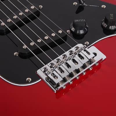 Glarry GST Electric Guitar with Black Pickguard Red image 4