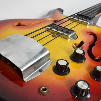 1960's Hohner Bartell Original Vintage Semi-Hollow Fretless Electric Bass Guitar image 18