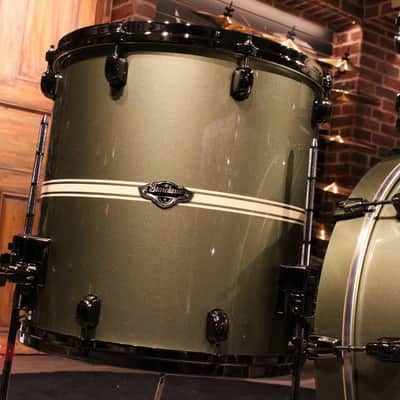 Tama Starclassic Performer 3-piece Tempest Green Stripe Limited Drum Set image 2