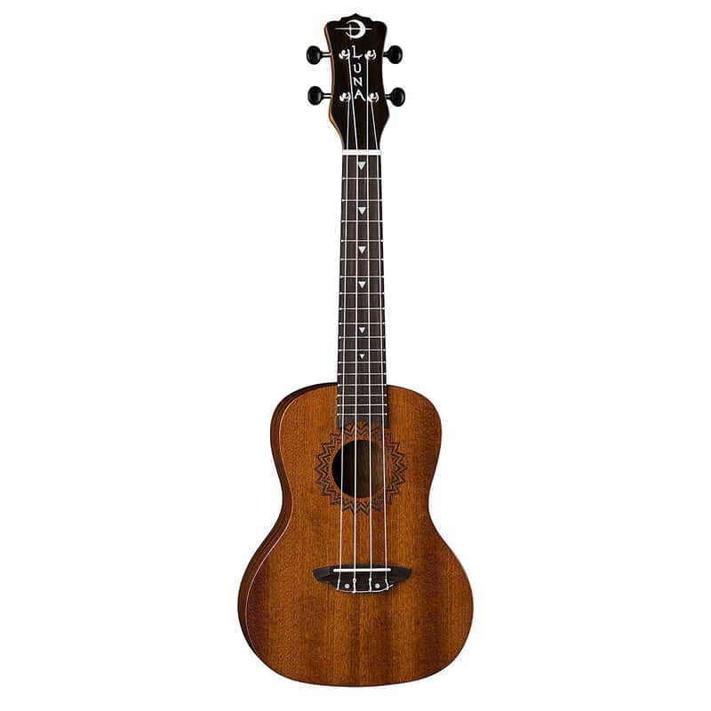 Luna UKE-VMC-PACK Vintage Mahogany Concert Ukulele Pack w/ Gig Bag, Tuner, Chord Chart image 1