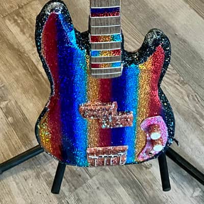 4-String Bass Guitar - Rainbow Sparkle Pride image 1