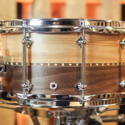 Craviotto 6.5x14 Private Reserve Sycamore/Walnut w/ Walnut Inlay Snare Drum image 2