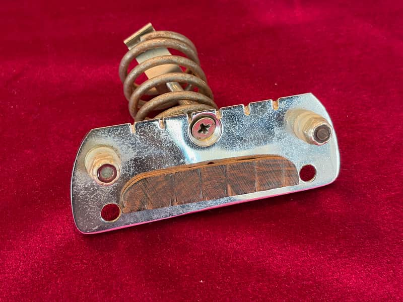 Rare! 1950's 1960's Danelectro Tremelo Guitar Bridge w/ Large Spring image 1
