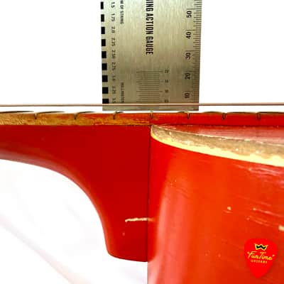1950s Harmony Stella Sundale H907 Parlor Guitar Jubilee Red & White Acoustic w/ Hardshell Case – “Candy” image 24