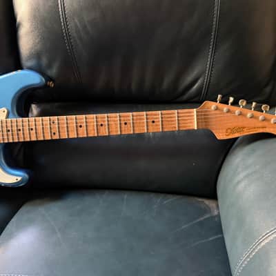 Xotic California Classic XSC-2 SSH, 2021-USA, Super Heavy Aging-Lake Placid Blue w/Roasted Flame Maple Neck image 6
