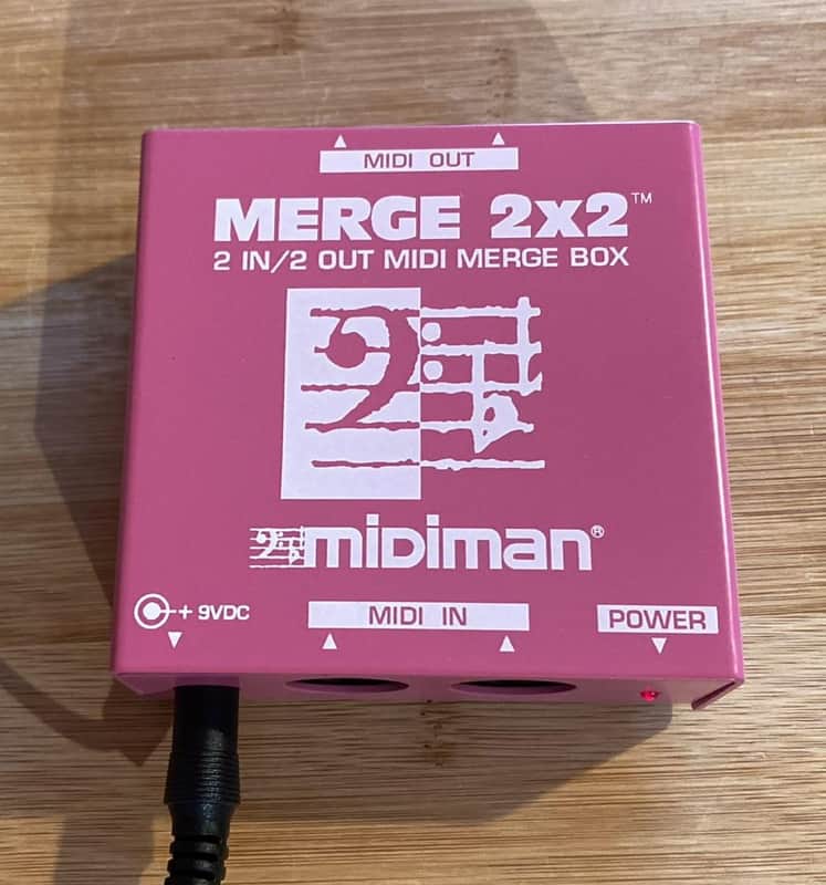 Midiman Merge 2x2 MIDI Merge Box – 2 In / 2 Out – Excellent Condition w/ Power Supply image 1