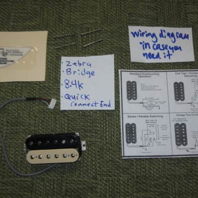 ONE new old stock A+ Epiphone ACPPNHZCB-4 Alnico Classic Pro BRIDGE, ZEBRA Humbucker, 8.4k Alnico V, Quick Connect, 4 conductor + screws & springs (2023) part of Epiphone's Pro Series Line of Humbuckers - which is called ProBUCKER image 2