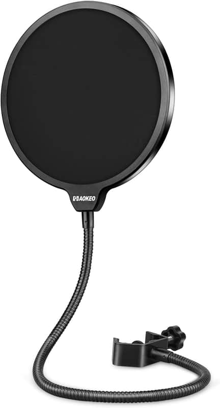 Aokeo Professional Microphone Pop Filter Mask Shield For Blue Yeti and Any Other Microphone,Mic Dual Layered Wind Pop Screen With Flexible 360° Gooseneck Clip Stabilizing Arm image 1