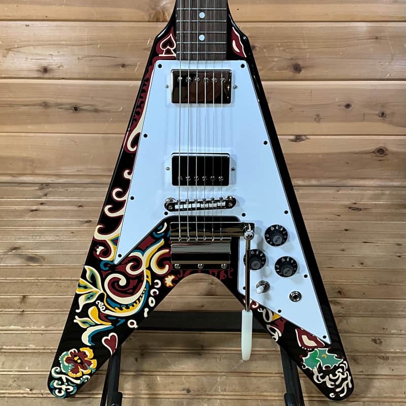 Epiphone Jimi Hendrix "Love Drops" Flying V Electric Guitar - Ebony image 1
