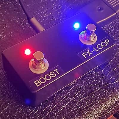 Custom 2-Button Red/Blue Footswitch (with 10-Ft TRS Cable) - BOOST - FX-LOOP w/ LEDs for Marshall Origin PEDL-90016 image 1