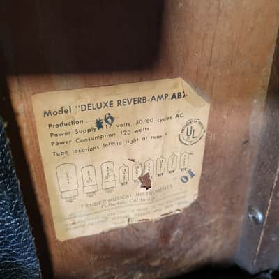 Fender Deluxe Reverb 1965 w/ Cover and Footswitch Serviced Very Good - Black image 24