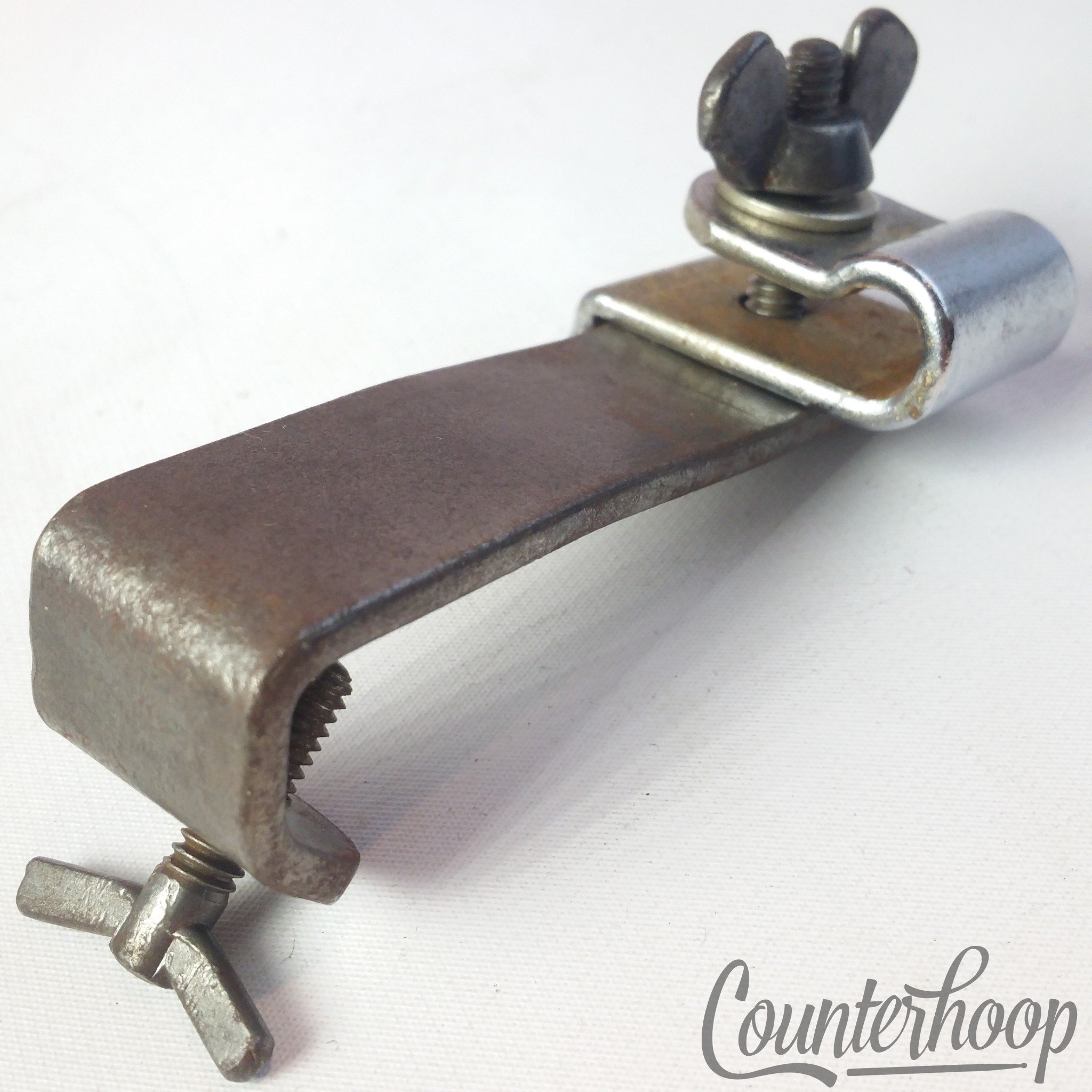 Ludwig Adjustable Cymbal L-Arm Rod Receiver Clamp-On Bass Drum Hoop Mount 30s* - Fair / 6.95/24.95 — main photograph