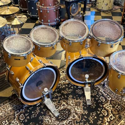 VINTAGE 1980's Tama Superstar Double Bass Drum Set in Natural Gloss - 14x24, 14x24, 8x12, 9x13, 10x14, 12x15, 16x16, 16x18 image 11