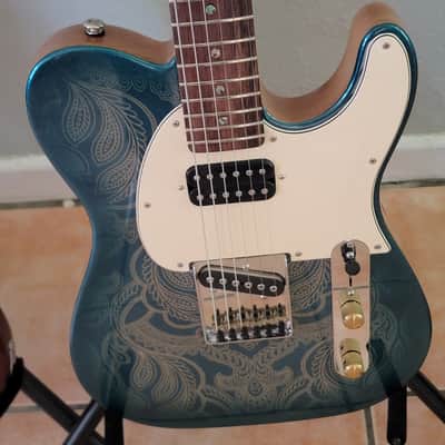G&L Custom Shop ASAT Bluesboy 2024 - Emerald Blue Paisley image 2