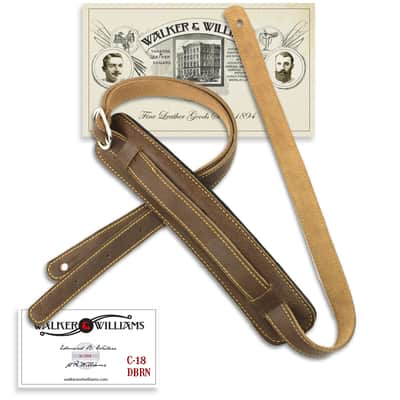 Walker & Williams C-18-DBRN Distressed Finish Brown Leather Vintage Slash Strap Extra Long image 10