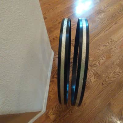 Ludwig (2) vintage 20 inch super classic/downbeat silver sparkle bass drum hoops 1960s excellent! image 4