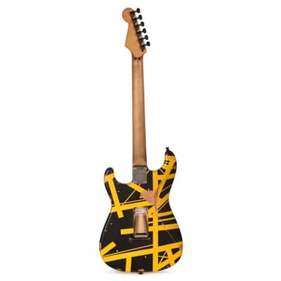 EVH Limited Edition Striped Series Frankenstein Frankie Black w/Yellow Stripes Aged image 5