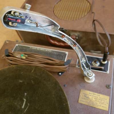 RCA 16" Transcription Player turntable Model 2S7 ED with tonearm, 6AQ5 tube amp, 8" AlNiCo speaker 2S7ED 1949 - Brown Tolex image 14