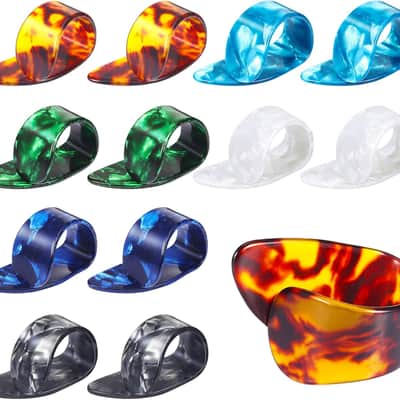 Medium, Flat Thumbpicks, Celluloid Guitar Thumb Finger Picks with Storage Box Case (12 Pieces, Thumb Picks) image 1