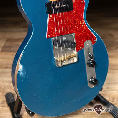 Fano SP6 Oltre Maple Neck P-90/T-Style Guitar w/ Gigbag – Lake Placid Blue image 3