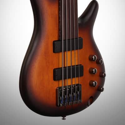 Ibanez SRF705 Portamento Fretless Electric Bass, 5-String - Brown Burst, Open Box (Very Good) image 4