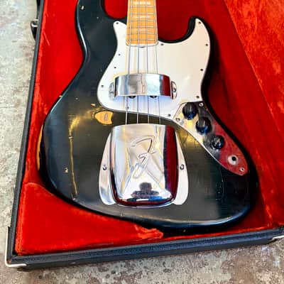 1975 Fender Jazz Bass with Maple Fretboard black original vintage USA bartolini image 3
