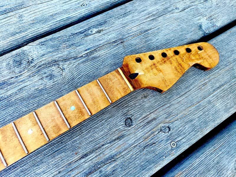 Stratocaster neck, 12" radius flamed  maple image 1