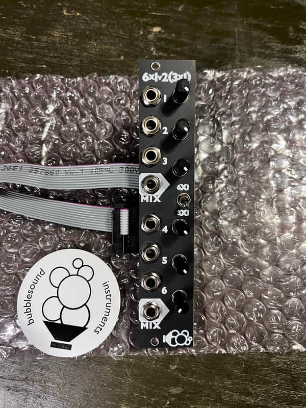 Bubblesound Mix6 6 channel (or 2x3 ch) Mono Mixer Eurorack Modular 2023 Black image 1