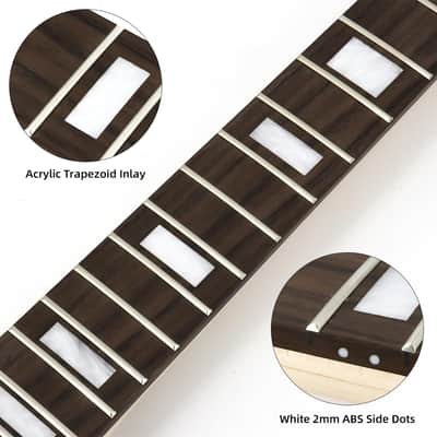 Electric Guitar Neck Replacement 24 Fret 25.5 Inch Maple Rosewood Fingerboard with Trapezoid Inlay Bolt on image 4